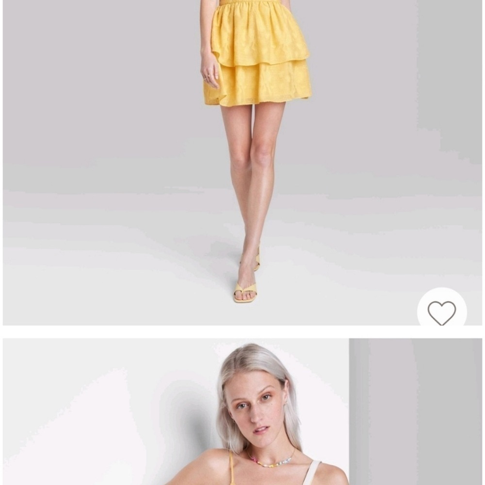 Wild Fable yellow halter spaghetti straps two tier dress Junior size L - Picture 5 of 8